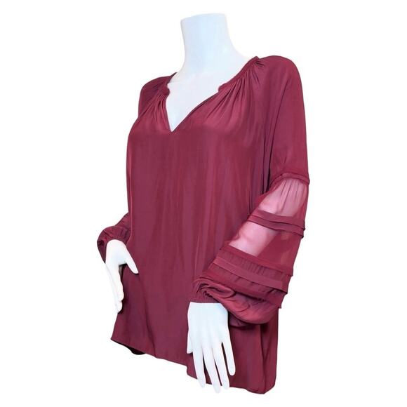 #T149 Ramy Brook Sheer Detail Puff Sleeve Top SZ M $345 - Picture 3 of 11